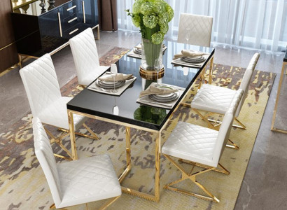 Luxus Esstisch Esszimmer Möbel Einrichtung Tisch Metall Gold Esstische