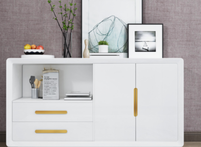 Sideboard 2 Türen mit 2 Schubladen Schrank Sideboard Weiß Anrichte