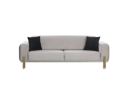 Luxus Sofa 3 Sitzer Couches Sofas Gepolstert Couch Stoff Modern weiß Dreisitzer