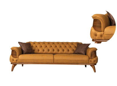 Dreisitzer Sofa Leder Couches Sofas Luxus Couch Chesterfield Western USA Gelb