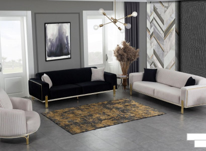 Luxus Sofagarnitur Couch Set Sofa Polster Couchen 3+3+1 Polstergarnituren Samt