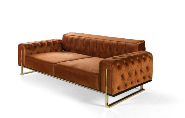 Luxus Chesterfield Sofa 3 - sitzer Braun Cognac Sofas Polster Textil Couchen