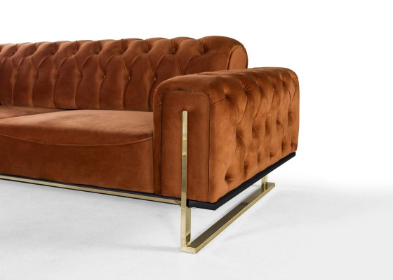 Luxus Chesterfield Sofa 3 - sitzer Braun Cognac Sofas Polster Textil Couchen