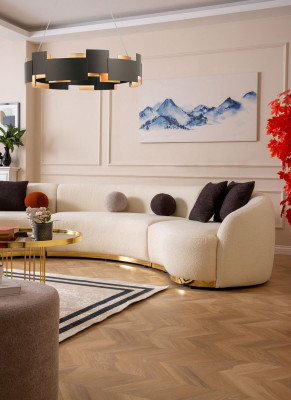 Designer Wohnzimmer set Modern Sofagarnitur Rund sofa + 1 Sitzer 2tlg