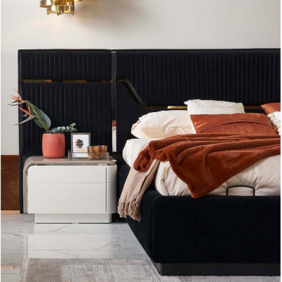 Garnitur Bettrahmen Schlafzimmer Doppelbett Holz Set 6tlg Blau Design