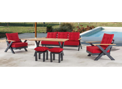 Gartenmöbel Sofagarnitur Tisch Hocker Sessel Veranda Sitzgruppen 6tlg.