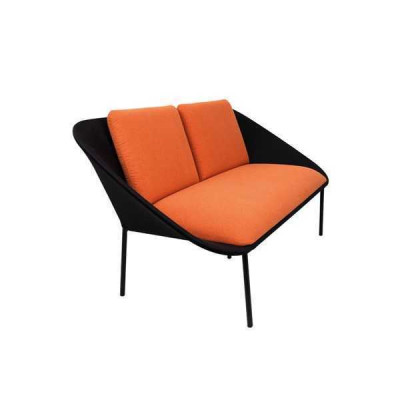 Schwarz-Oranger 2-Sitzer Arbeitszimmer Polster Modern Couch Textil Sofas
