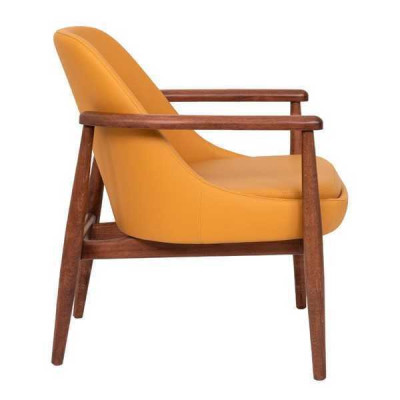 Designer Orange Polster Stuhl Esszimmerstühle Holzgestell Einsitzer