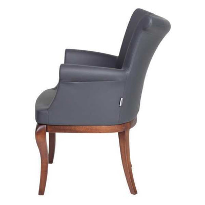 Grauer Designer Stuhl Lehnsstuhl Polsterstühle Luxus Esszimmer Sessel