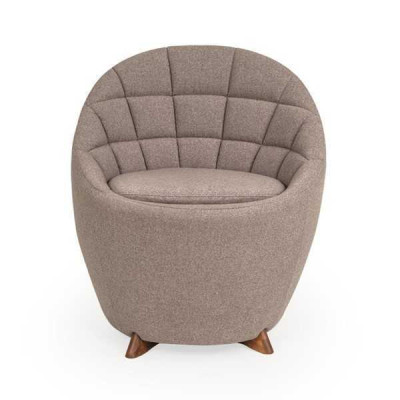 Brauner Polstersessel Wohnzimmer Einsitzer Designer 1-Sitzer Holzgestell