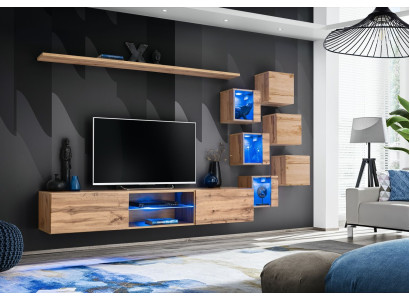 Braun Wohnwand Wohnzimmermöbel Wand Schrank Luxus Set Neu Holzmöbel