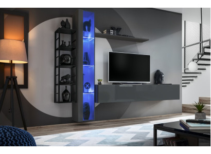 Moderner Wohnwand Einrichtung Design Stil Wohnzimmer TV-Ständer Wand Vitrine