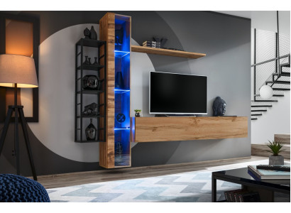 Braun Designer Wohnwand Luxus Wohnzimmer Möbel Komplette Set Sideboard Möbel