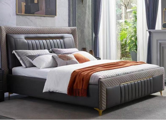 Modernes Bett Betten modernes Luxus Leder Bett Hotelbett Doppelbett Neu