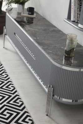TV Ständer RTV Lowboard Regale Sideboard Tisch Modern Grau Luxus Neu
