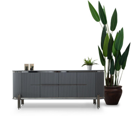 Graues Sideboard Luxus Kommode Anrichte Schrank Esszimmermöbel Holzmöbel