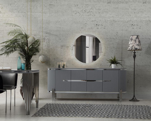 Graues Sideboard Luxus Kommode Anrichte Schrank Esszimmermöbel Holzmöbel