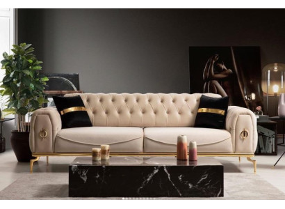 Modernes Chesterfield Sofa Dreisitzer Stoffmöbel Edelstahlmöbel Couch