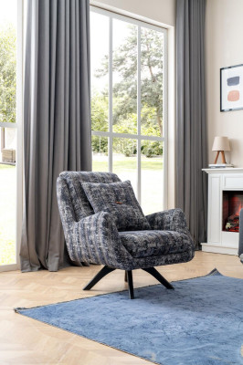 Designer Sessel Wohnzimmer Luxus Möbel Grau Stil Einsitzer Lounge Club
