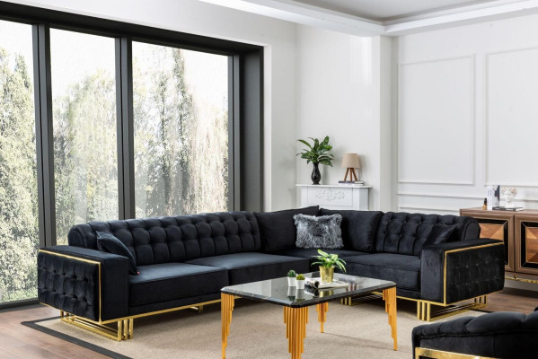 Designer 3tlg.Wohnzimmer set Ecksofa L-form + 3 + 1 Sitzer Luxus Eckcouch