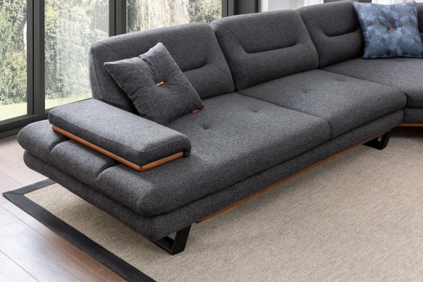 Designer Ecksofa L-form Luxus Grau Möbel für Wohnzimmer Wohnlandschaft
