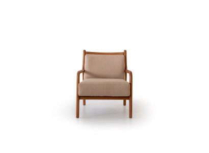 Modern Beige Sessel Wohnzimmer Möbel Luxus Design Polsterung Kunstleder