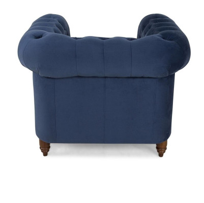 Designer Sessel 1 Sitzer Blau Leder Textil Luxus Club Lougne Sofa Chesterfield