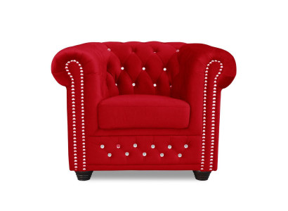 Sessel Design Polster Modern Textil Stoff Rot Fernseh 1 Sitzer Chesterfield Neu