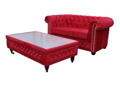 Chesterfield Design Couchtisch Glastisch Tisch Polster Sofa Beistell Tische