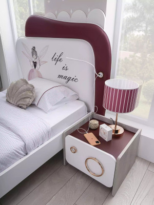 Mädchen Bett Kinder Schlafzimmer Möbel Weißes Kinderbett Holzgestell