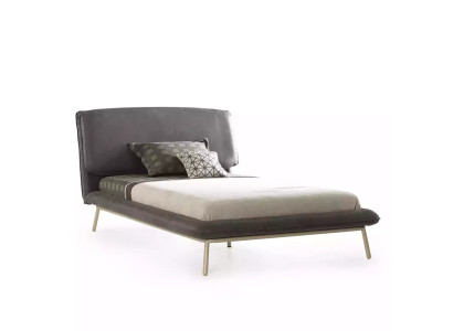Bettrahmen Bett 100 cm Bettgestell Polsterbett Stoff Grau Jugendbett
