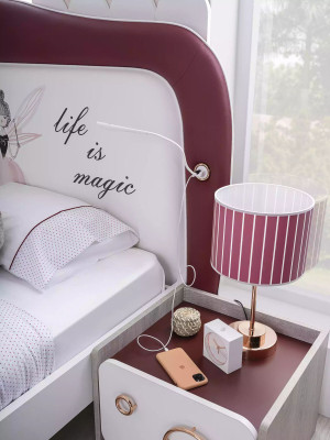 Weiß Roter Kinderzimmer Set Kinderbett Nachttisch Schrank Holz Möbel 3tlg