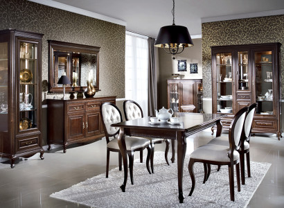 9tlg Esszimmer Set Garnitur Tisch Kommode Spiegel Vitrine Schrank