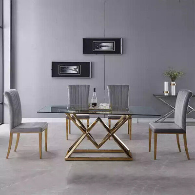 Designer Esszimmer Moderner Glastisch Edelstahltische Edelstahlgestell