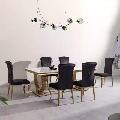 Designer Rechteckiger Esstisch Esszimmer Möbel Luxus Edelstahltische