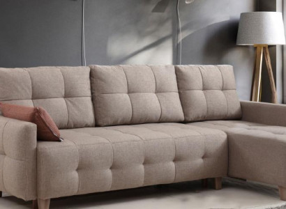 Beiger Ecksofa Polster Wohnlandschaft Textilsofas L-Form Garnitur Neu