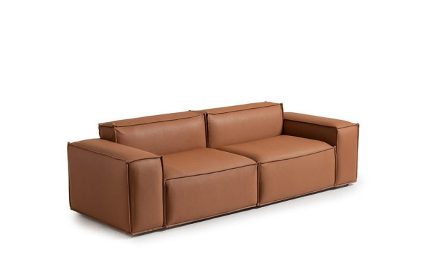 Luxus Dreisitzer Sofa 3 Sitzer Braun Polstersofa Couch Kunstleder Neu