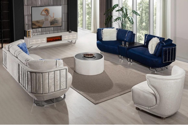 Exklusives Wohnzimmer Set Sofa 3+3 mit Tisch Sessel und Couchtisch 4tlg