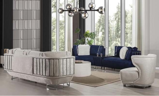 Exklusives Wohnzimmer Set Sofa 3+3 mit Tisch Sessel und Couchtisch 4tlg