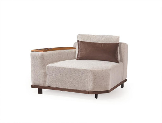 Weißes Ecksofa Designer Wohnzimmer L-Form Couch Polstermöbel Holzgestell