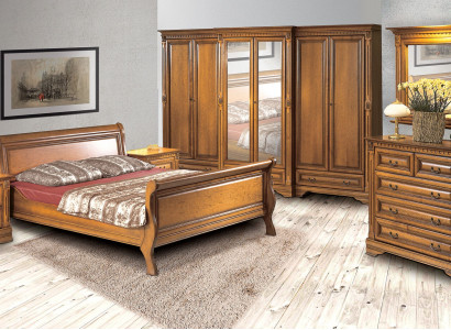 Schlafzimmer Bett Nachttisch Kommode Kleiderschrank Luxus Set 6tlg.