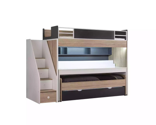Luxus Etagenbett Bett 3 Schlafplätze Multifunktionsbett Holz Hochbett Holz