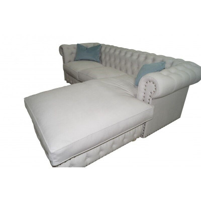 Sofa Samt Ecksofa Chesterfield Textil Stoff Eckcouch Polster Couch Eckgarnitur