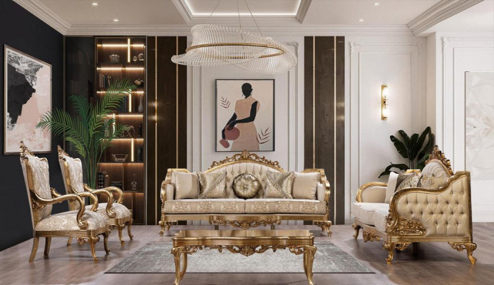 Barock Rokoko Gold Massivholz Couchtisch für das Wohnzimmer