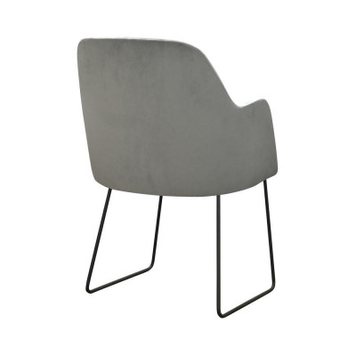 Moderne Lehnstühle Gruppe 6 Stühle Set Grau Polster Armlehne Design