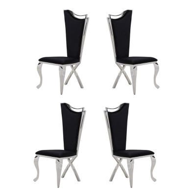 Set 4x Stühle Esszimmerstuhl Holz Luxus Esszimmer Stoff Modern Stühle