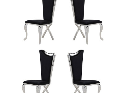 Set 4x Stühle Esszimmerstuhl Holz Luxus Esszimmer Stoff Modern Stühle