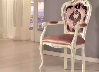 Stuhl mit Armlehne Esszimmerstuhl Holz Klassischer Möbel Polster Textil