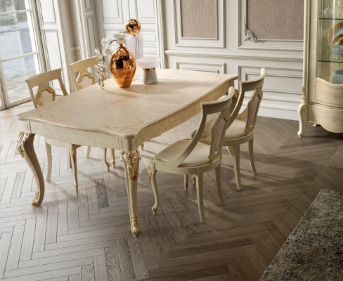 Esszimmerstuhl Stuhl Esszimmer Stühle Holz Design Stil Barock Beige Lehn Sitz