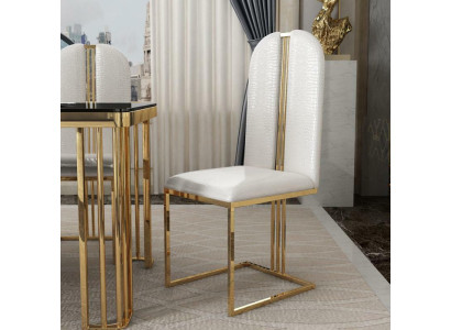 Edelstahl Stuhl Esszimmer Leder Stuhl Stühle Edelstahl Designer Gold